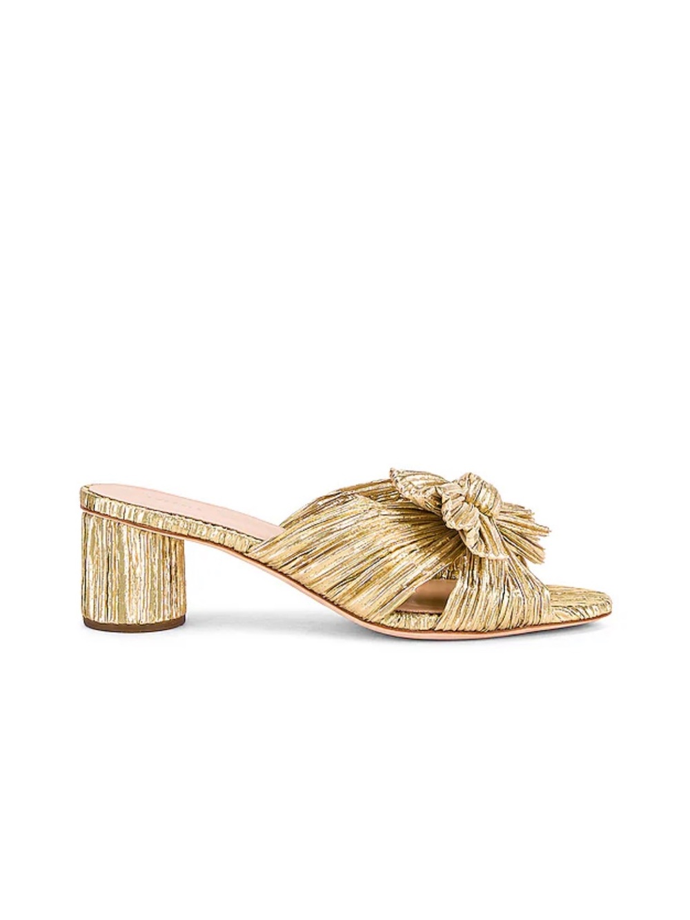 Loeffler Randall Gold Metallic Emilia Pleated Knot Mule